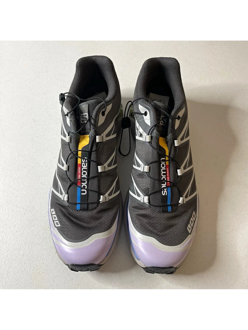 New Salomon Speedcross Shoes Quicklace Gray Purple Green US Mens 12 Womens 1